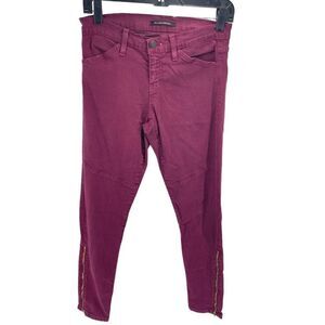 Flying Monkey Womens Skinny Pants Stretch Zip Hem Pockets Purple Size 27